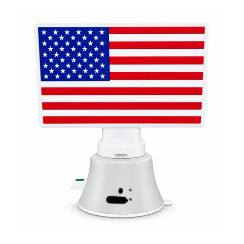 Lit Mods Portable Identity Light with American Flag topper, back view showing power button and USB-C charging port